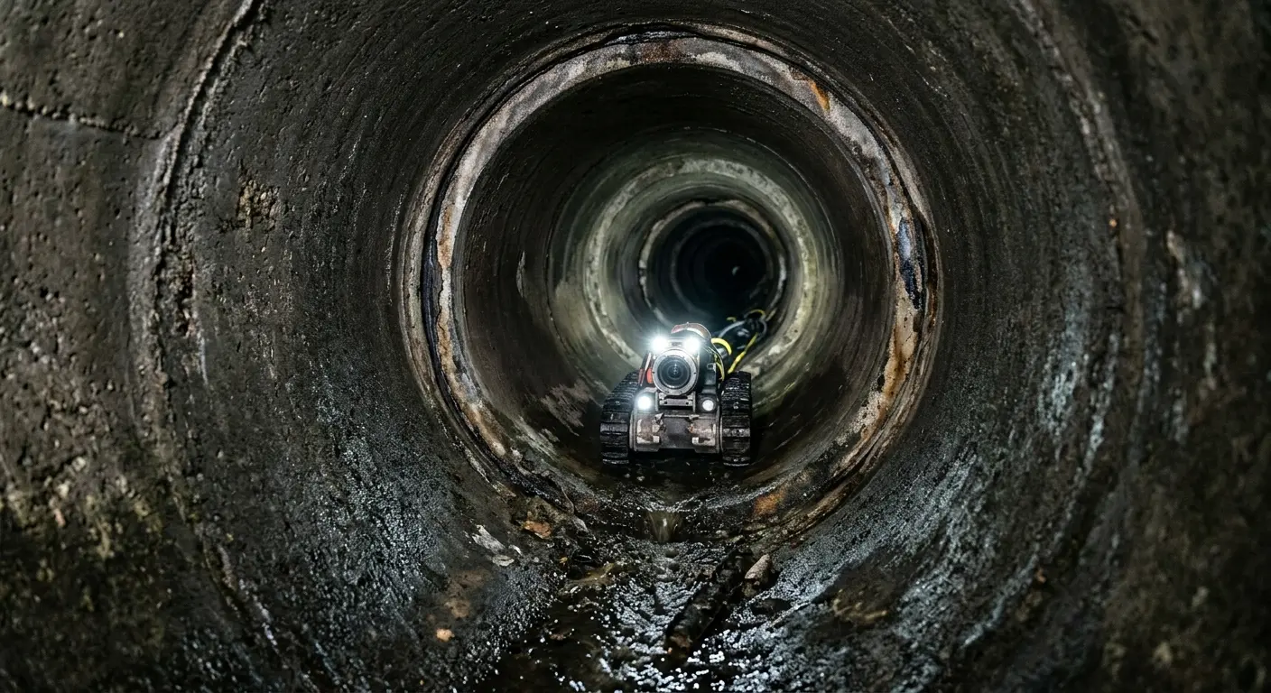 Robotic sewer camera inspecting pipe interior for Sewer Line Repair in Great Barrington